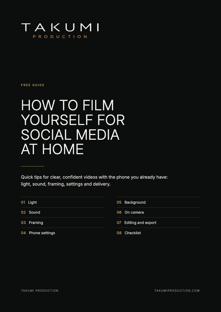 Cover of the free guide “How to Film Yourself for Social Media at Home”